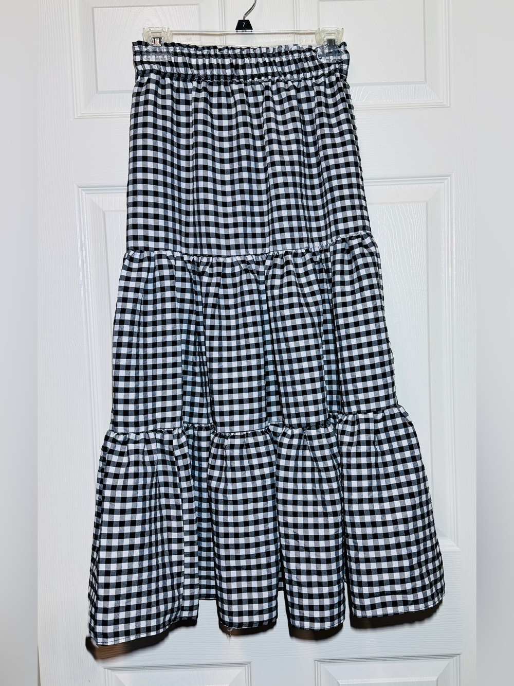 Topshop Women’s Black & White Gingham Tiered Maxi Skirt US 4